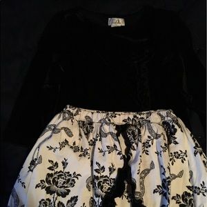 Girls Velour Tralala Black Top & Skirt Set